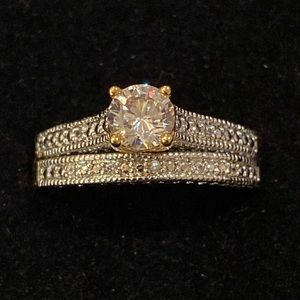 Gold Tone CZ Wedding Set